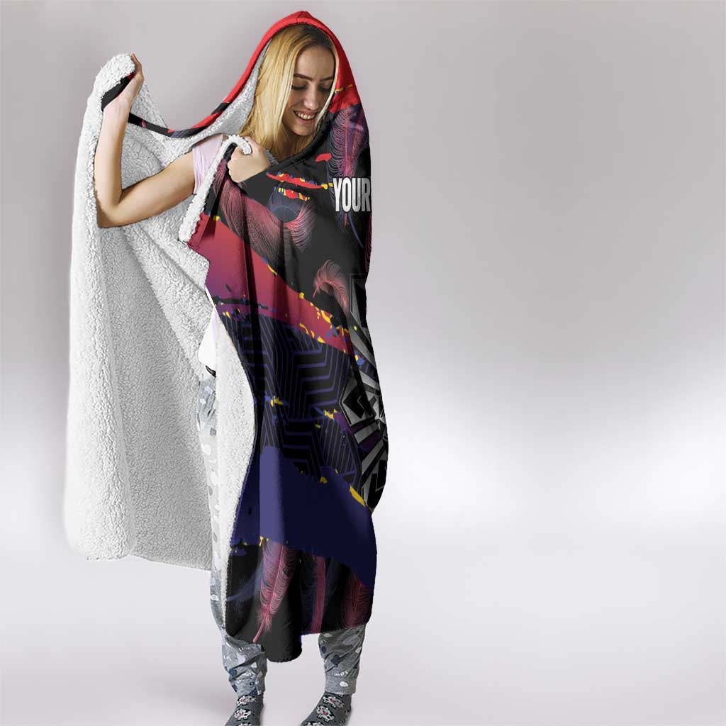 Personalised Philippines Sun Tattoo Hooded Blanket Feathers Filipinas Grunge Style Black