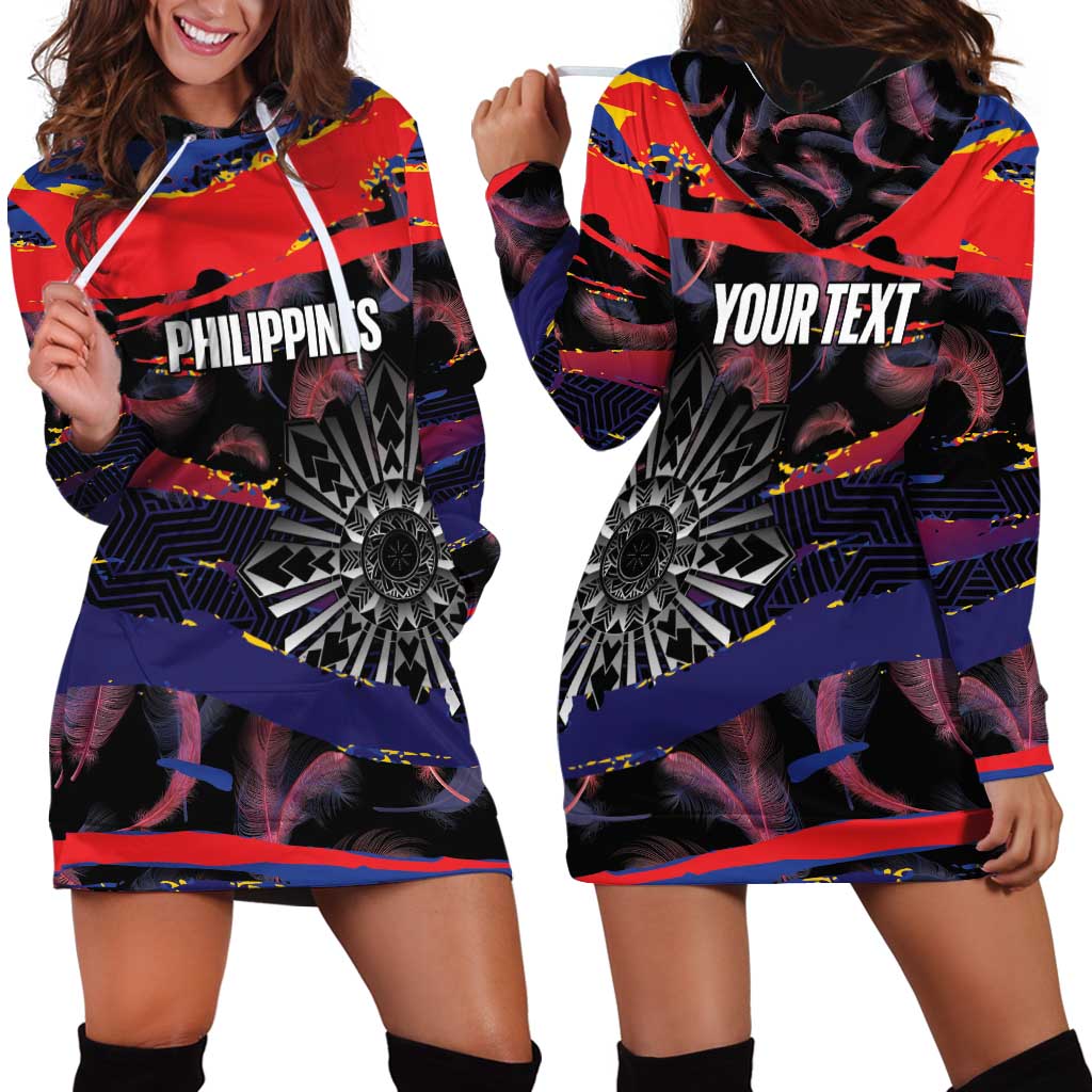 Personalised Philippines Sun Tattoo Hoodie Dress Feathers Filipinas Grunge Style Black
