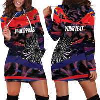 Personalised Philippines Sun Tattoo Hoodie Dress Feathers Filipinas Grunge Style Black