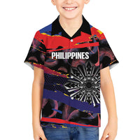 Personalised Philippines Sun Tattoo Kid Hawaiian Shirt Feathers Filipinas Grunge Style Black