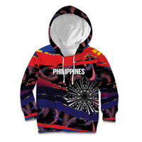 Personalised Philippines Sun Tattoo Kid Hoodie Feathers Filipinas Grunge Style Black