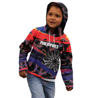 Personalised Philippines Sun Tattoo Kid Hoodie Feathers Filipinas Grunge Style Black