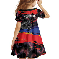 Personalised Philippines Sun Tattoo Kid Short Sleeve Dress Feathers Filipinas Grunge Style Black