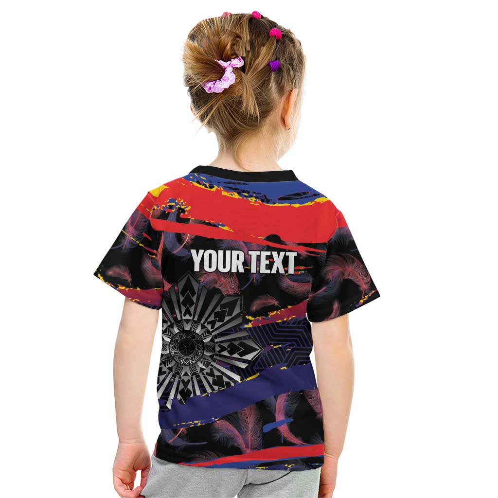 Personalised Philippines Sun Tattoo Kid T Shirt Feathers Filipinas Grunge Style Black