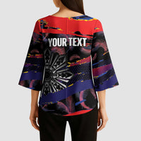 Personalised Philippines Sun Tattoo Kimono Sleeve Blouse Feathers Filipinas Grunge Style Black