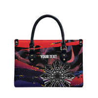 Personalised Philippines Sun Tattoo Leather Bag Feathers Filipinas Grunge Style Black