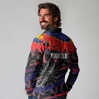 Personalised Philippines Sun Tattoo Long Sleeve Polo Shirt Feathers Filipinas Grunge Style Black