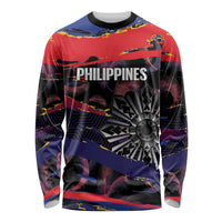 Personalised Philippines Sun Tattoo Long Sleeve Shirt Feathers Filipinas Grunge Style Black