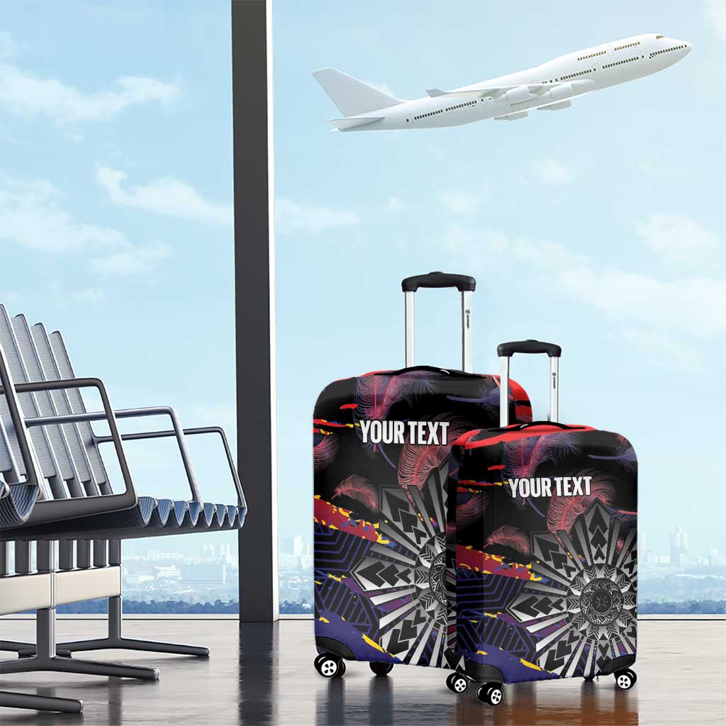 Personalised Philippines Sun Tattoo Luggage Cover Feathers Filipinas Grunge Style Black