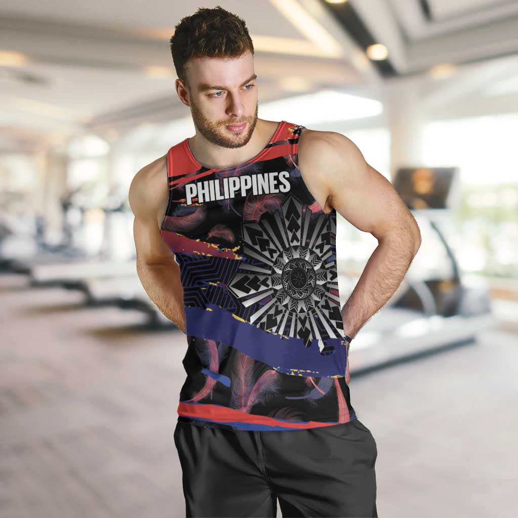 Personalised Philippines Sun Tattoo Men Tank Top Feathers Filipinas Grunge Style Black