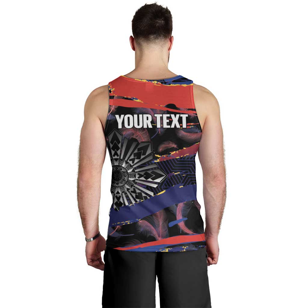 Personalised Philippines Sun Tattoo Men Tank Top Feathers Filipinas Grunge Style Black