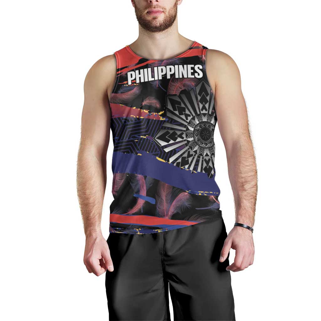 Personalised Philippines Sun Tattoo Men Tank Top Feathers Filipinas Grunge Style Black