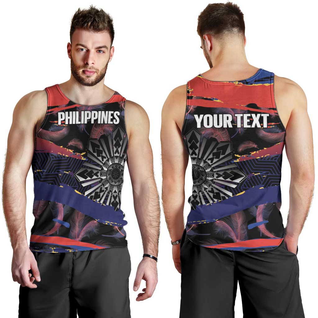 Personalised Philippines Sun Tattoo Men Tank Top Feathers Filipinas Grunge Style Black