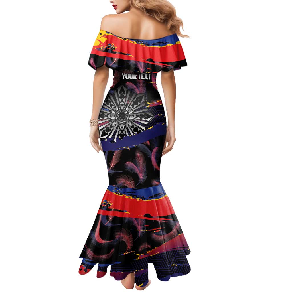 Personalised Philippines Sun Tattoo Mermaid Dress Feathers Filipinas Grunge Style Black