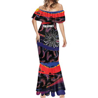 Personalised Philippines Sun Tattoo Mermaid Dress Feathers Filipinas Grunge Style Black