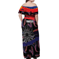 Personalised Philippines Sun Tattoo Off Shoulder Maxi Dress Feathers Filipinas Grunge Style Black