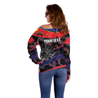 Personalised Philippines Sun Tattoo Off Shoulder Sweater Feathers Filipinas Grunge Style Black