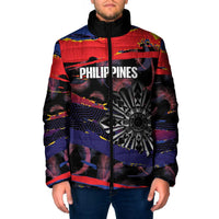 Personalised Philippines Sun Tattoo Padded Jacket Feathers Filipinas Grunge Style Black
