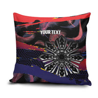 Personalised Philippines Sun Tattoo Pillow Cover Feathers Filipinas Grunge Style Black