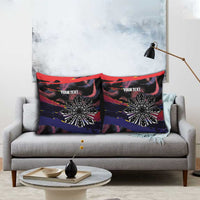 Personalised Philippines Sun Tattoo Pillow Cover Feathers Filipinas Grunge Style Black