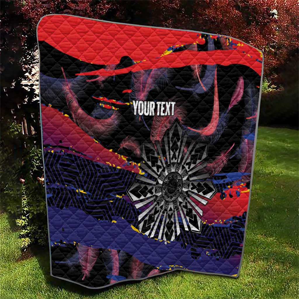 Personalised Philippines Sun Tattoo Quilt Feathers Filipinas Grunge Style Black