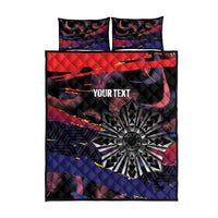 Personalised Philippines Sun Tattoo Quilt Bed Set Feathers Filipinas Grunge Style Black