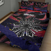 Personalised Philippines Sun Tattoo Quilt Bed Set Feathers Filipinas Grunge Style Black