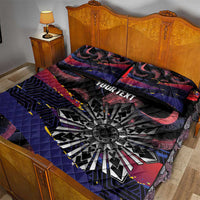 Personalised Philippines Sun Tattoo Quilt Bed Set Feathers Filipinas Grunge Style Black