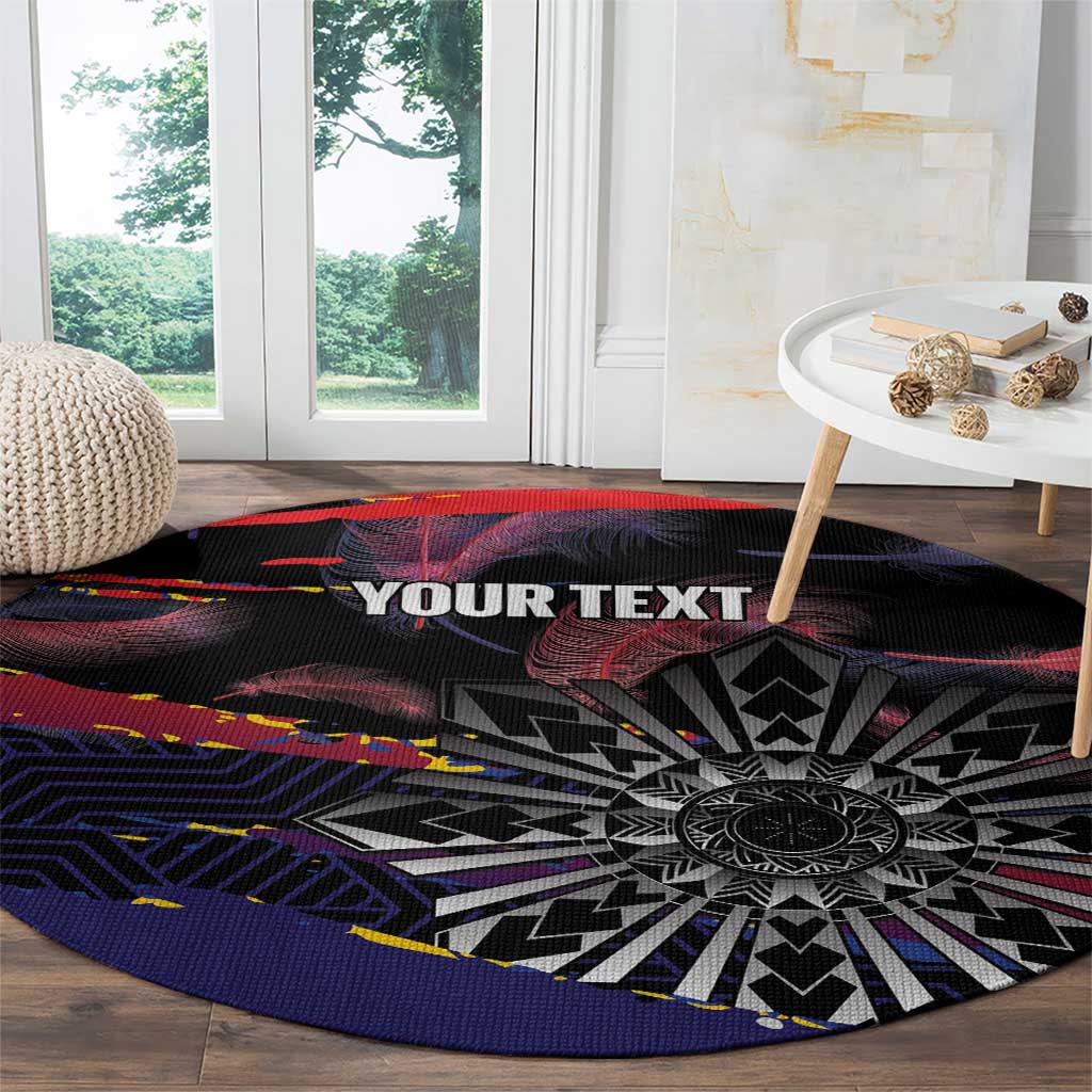 Personalised Philippines Sun Tattoo Round Carpet Feathers Filipinas Grunge Style Black