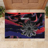Personalised Philippines Sun Tattoo Rubber Doormat Feathers Filipinas Grunge Style Black