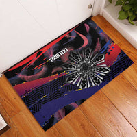Personalised Philippines Sun Tattoo Rubber Doormat Feathers Filipinas Grunge Style Black