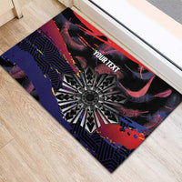 Personalised Philippines Sun Tattoo Rubber Doormat Feathers Filipinas Grunge Style Black
