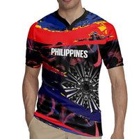 Personalised Philippines Sun Tattoo Rugby Jersey Feathers Filipinas Grunge Style Black