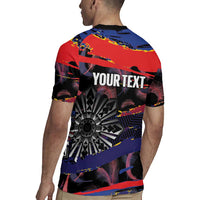 Personalised Philippines Sun Tattoo Rugby Jersey Feathers Filipinas Grunge Style Black