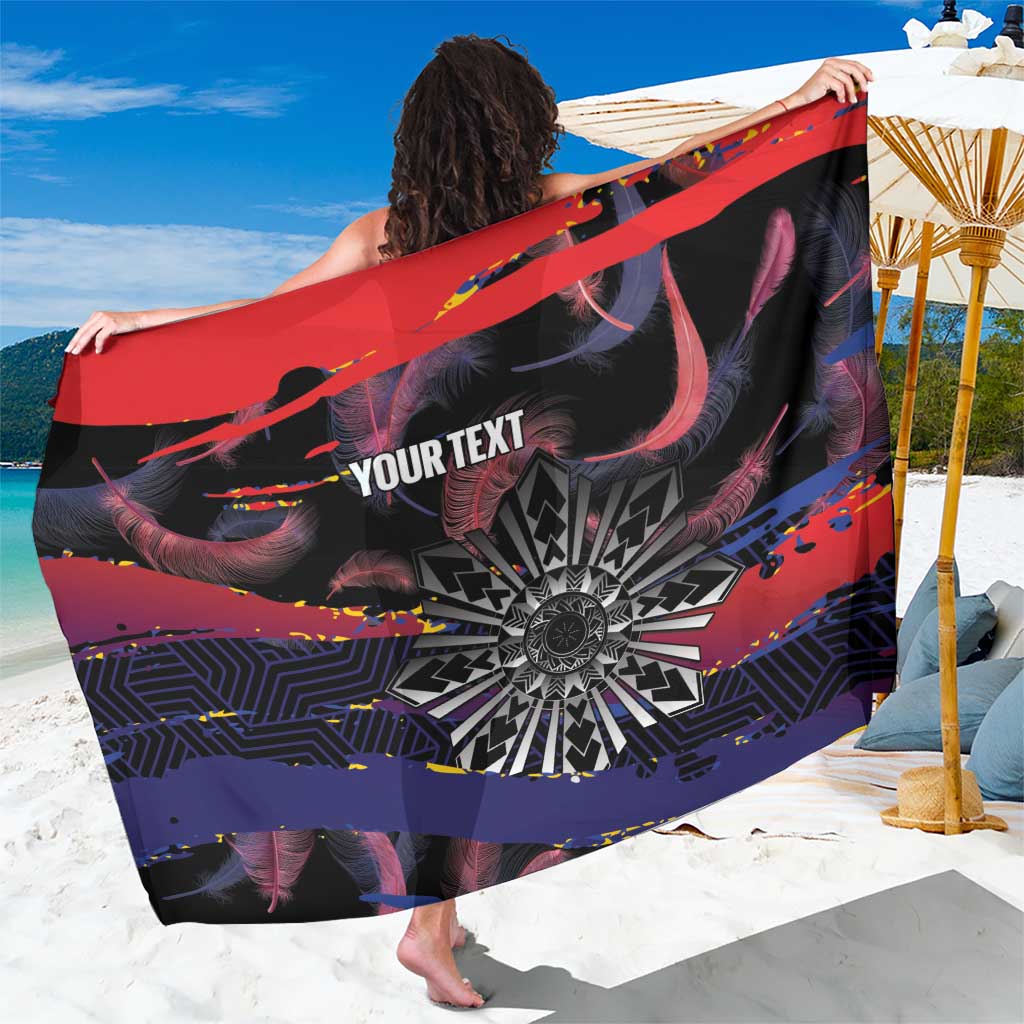 Personalised Philippines Sun Tattoo Sarong Feathers Filipinas Grunge Style Black