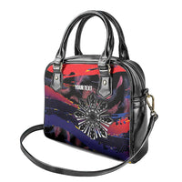 Personalised Philippines Sun Tattoo Shoulder Handbag Feathers Filipinas Grunge Style Black