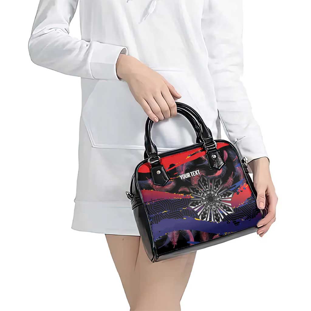 Personalised Philippines Sun Tattoo Shoulder Handbag Feathers Filipinas Grunge Style Black