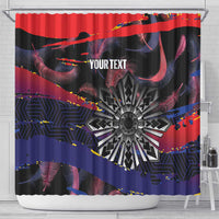 Personalised Philippines Sun Tattoo Shower Curtain Feathers Filipinas Grunge Style Black