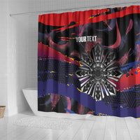 Personalised Philippines Sun Tattoo Shower Curtain Feathers Filipinas Grunge Style Black