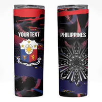 Personalised Philippines Sun Tattoo Skinny Tumbler Feathers Filipinas Grunge Style Black