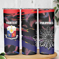 Personalised Philippines Sun Tattoo Skinny Tumbler Feathers Filipinas Grunge Style Black