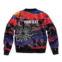 Personalised Philippines Sun Tattoo Sleeve Zip Bomber Jacket Feathers Filipinas Grunge Style Black