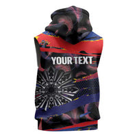 Personalised Philippines Sun Tattoo Sleeveless Hoodie Feathers Filipinas Grunge Style Black