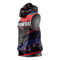 Personalised Philippines Sun Tattoo Sleeveless Hoodie Feathers Filipinas Grunge Style Black