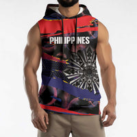 Personalised Philippines Sun Tattoo Sleeveless Hoodie Feathers Filipinas Grunge Style Black