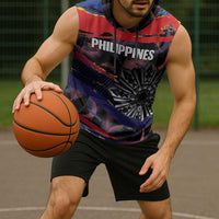 Personalised Philippines Sun Tattoo Sleeveless Hoodie Feathers Filipinas Grunge Style Black