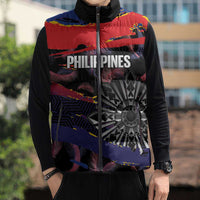 Personalised Philippines Sun Tattoo Sleeveless Puffer Jacket Feathers Filipinas Grunge Style Black