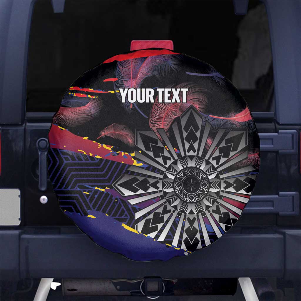 Personalised Philippines Sun Tattoo Spare Tire Cover Feathers Filipinas Grunge Style Black