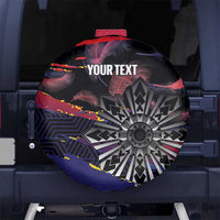 Personalised Philippines Sun Tattoo Spare Tire Cover Feathers Filipinas Grunge Style Black
