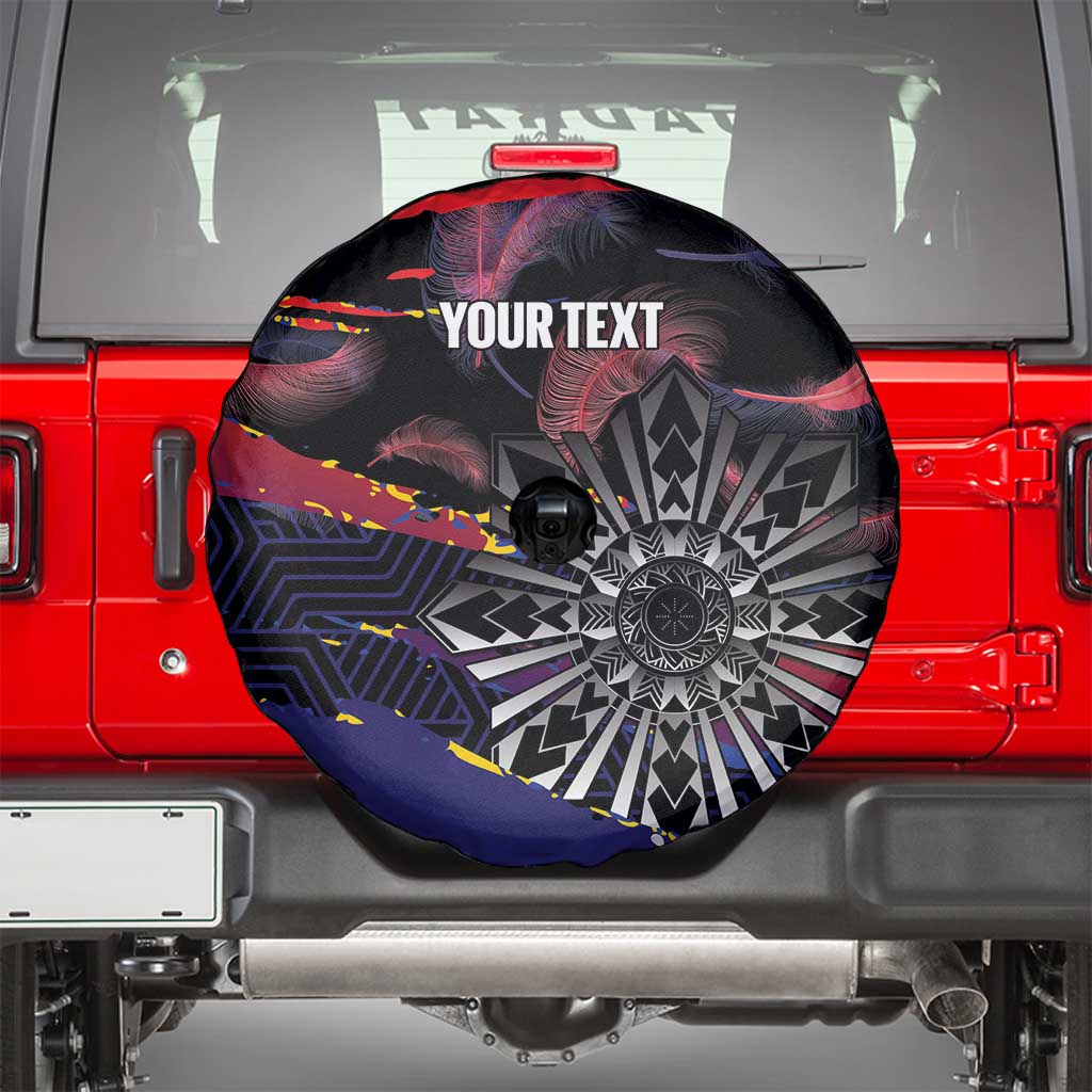 Personalised Philippines Sun Tattoo Spare Tire Cover Feathers Filipinas Grunge Style Black